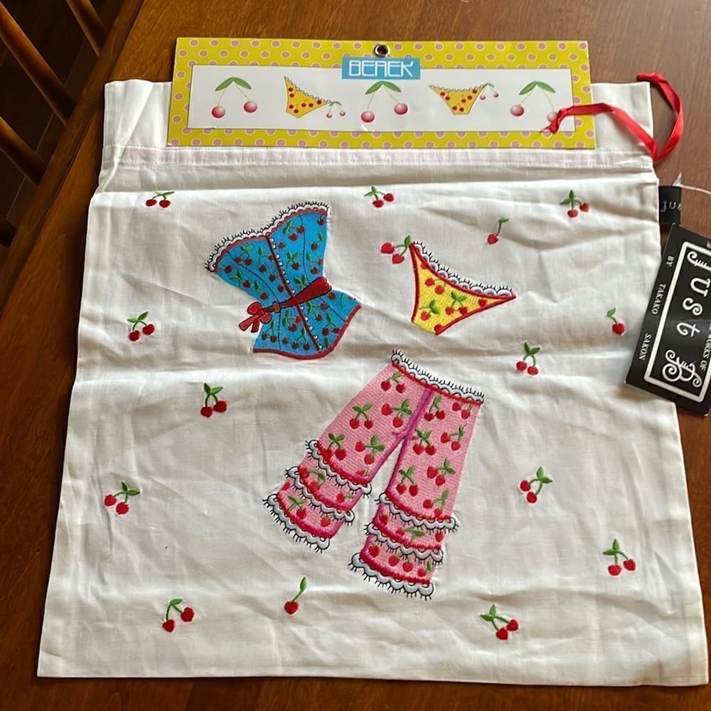 NEW. Just B Embroidered Lingerie Bag
